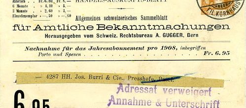 Refused Mail of Switzerland Refused Mail of Switzerland